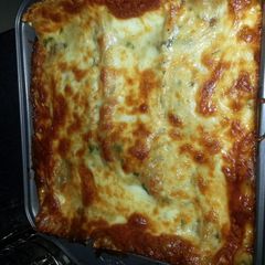 A picture of Beef and mushroom Lasagna.
