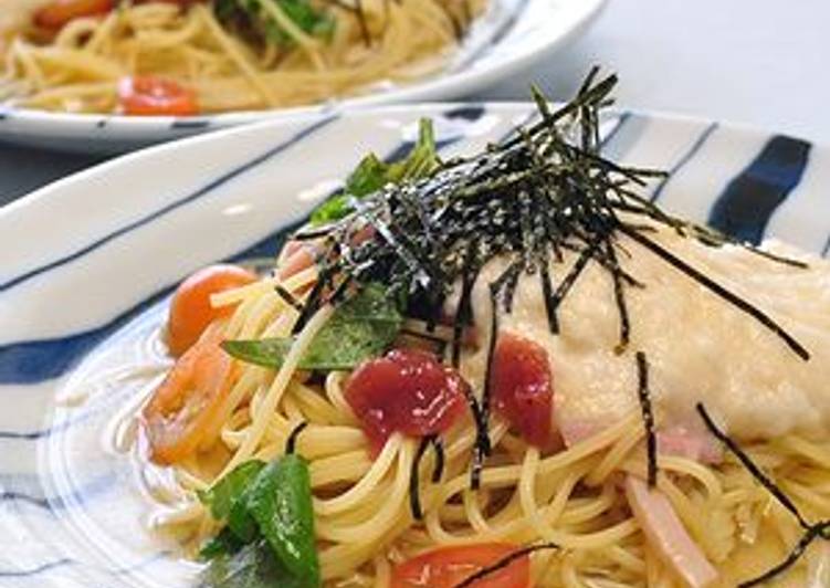 Silky and Cold Nagaimo and Umeboshi Spaghetti Silky and Cold Nagaimo and Umeboshi Spaghetti