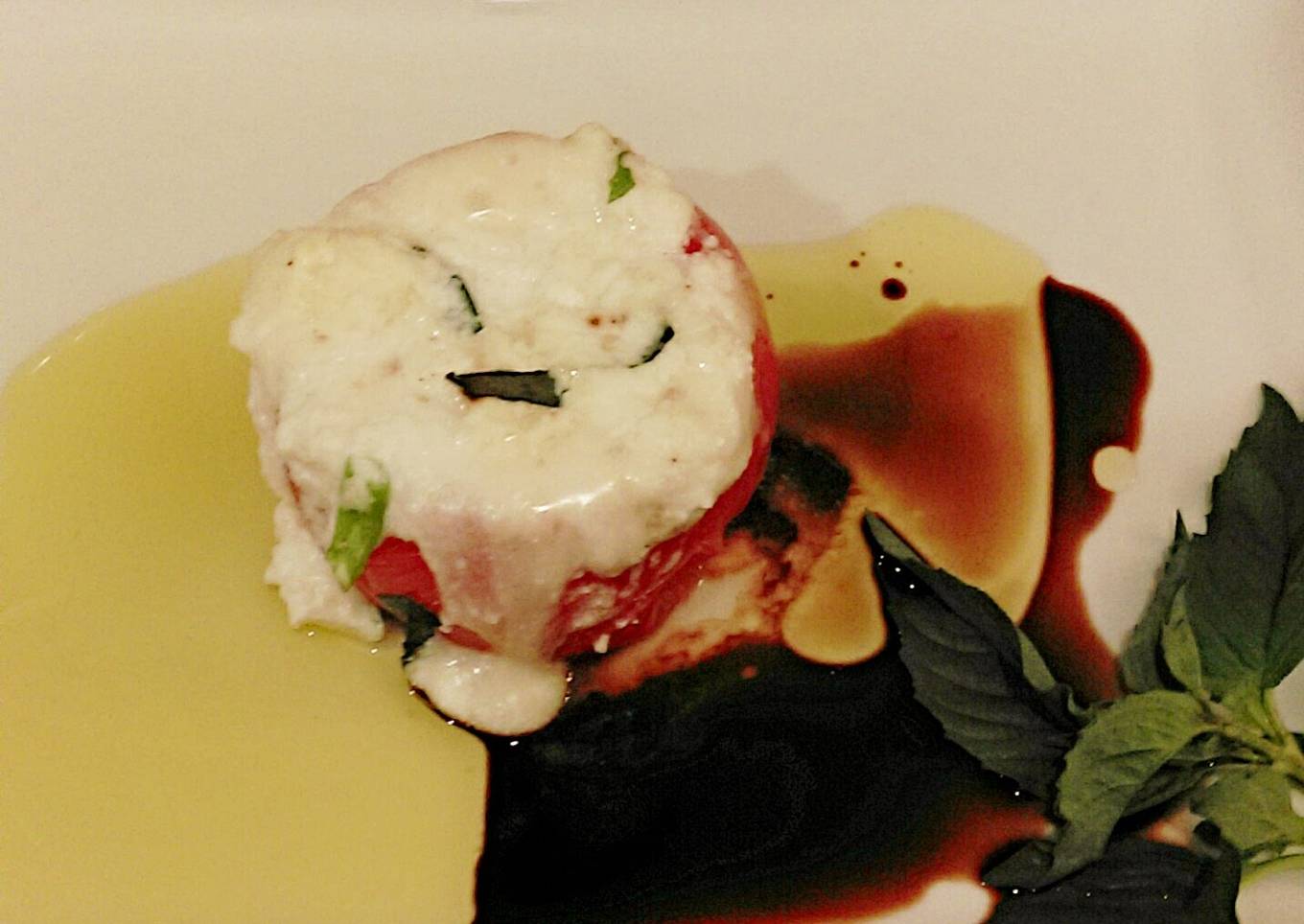 Hot Caprese Style Stuffed Tomatoes