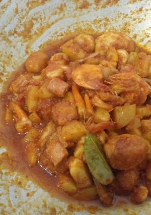 Foto resep Udang Kentang Telur bumbu Balado