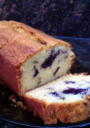 A picture of Lemon Blueberry Ricotta Pound Cake.