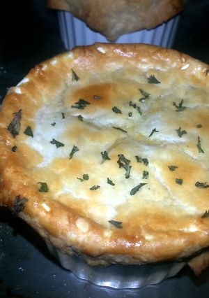 A picture of mini chicken pot pies.