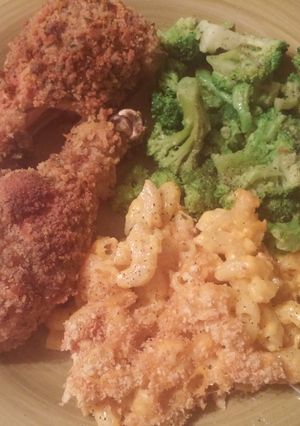 A picture of Oven fried chicken.