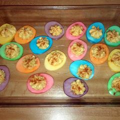 A picture of Easter deviled eggs.