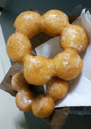 A picture of "Pon-de-Ring" Doughnuts.