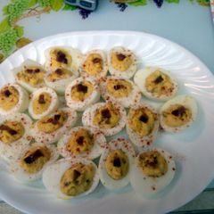 A picture of Smoked Bacon Deviled Eggs.