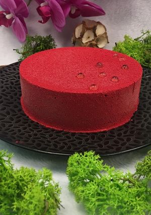 Une photo de Entremet mousse framboise crémeux vanille