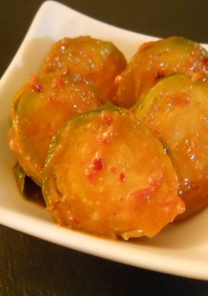 A picture of Brussels Sprouts in Gochujang.