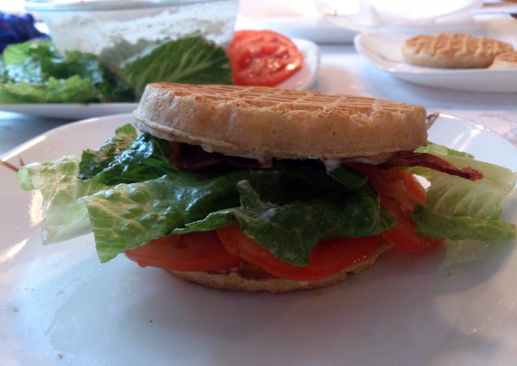 Waffle BLT's with a tangy herb sauce