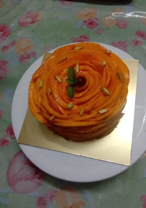 A picture of Mango rose cake.