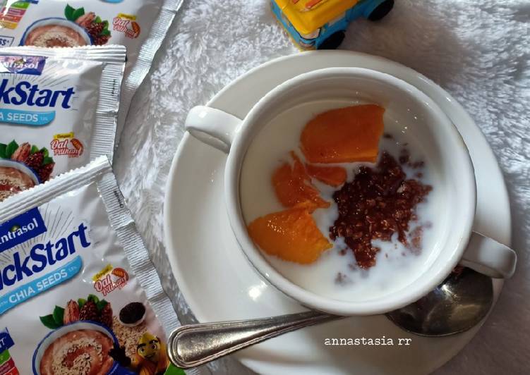 Cara Gampang Menyiapkan Oat Milk chocolate mix manggo yang Bisa Manjain Lidah