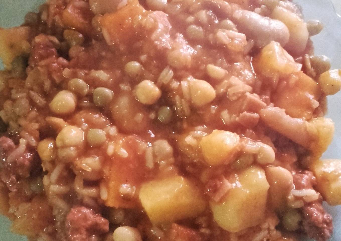 Guiso de arroz con legumbres
