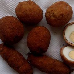 A picture of Scotched and Sausages Eggs #localfoodcontest_mombasa.
