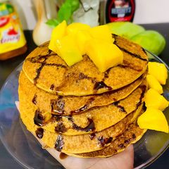 A picture of Mango Pancakes (Wheat based & Eggless).