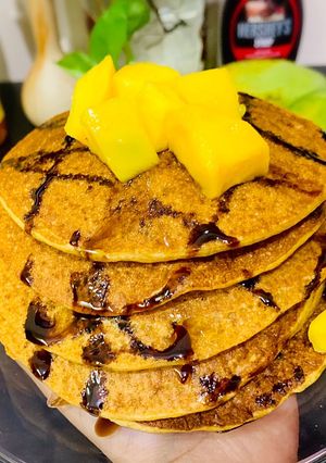 A picture of Mango Pancakes (Wheat based & Eggless).