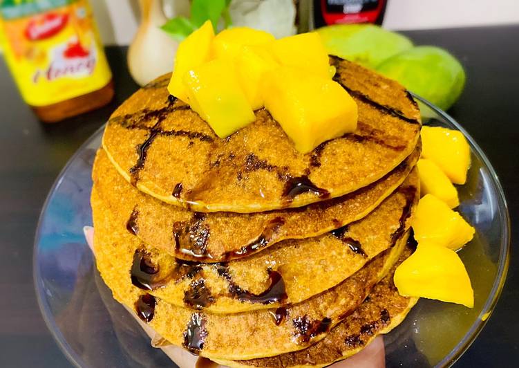 Mango Pancakes (Wheat based & Eggless)