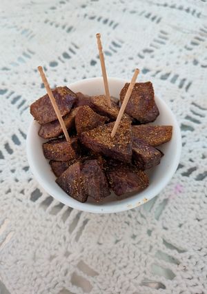 A picture of Chatpata kand(purple yam).