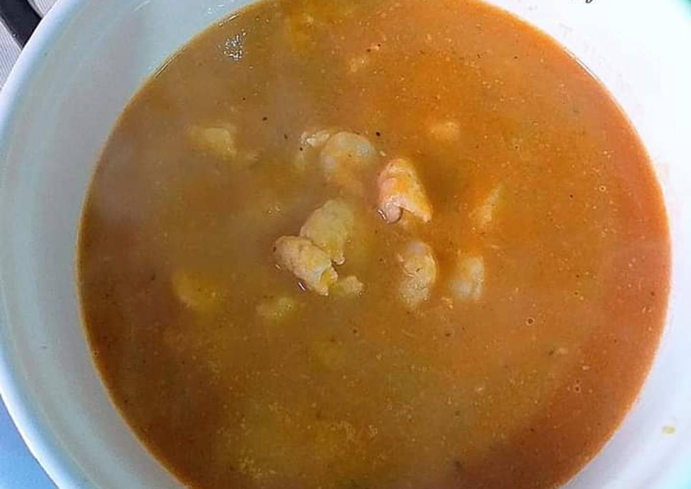 Crema de calabacines y gambas con toque de Pumpkin pie Spice