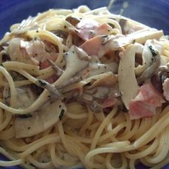 A picture of Mushroom Sour Cream Spaghetti.
