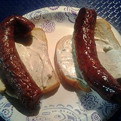 A picture of Sausage sandwiches.