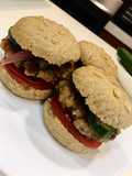 Homemade oat burger (patty,pickles) Thai flavor