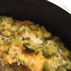 A picture of Cheesy Jasmine Rice with Broccoli.