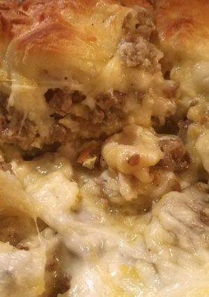 A picture of Sausage and egg biscuit casserole.