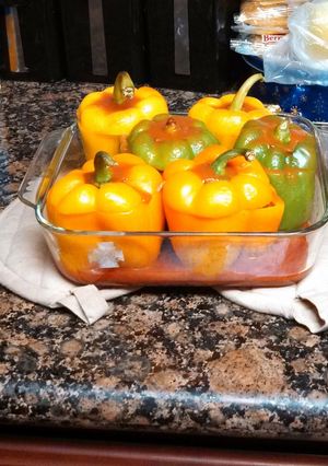 A picture of stuffed peppers.