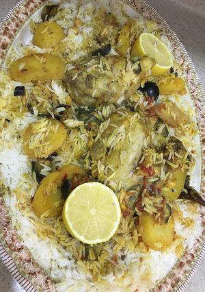 صورة لوصفة مدفونه الدجاج مع الباذنجان والحمص 😋