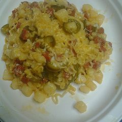 A picture of Spicy ramen and cheese.