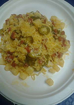 A picture of Spicy ramen and cheese.