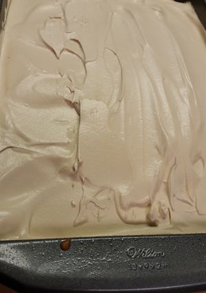 A picture of White cake with Coffee Frosting.