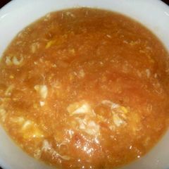 Baked bean soup with egg A picture of Baked bean soup with egg.