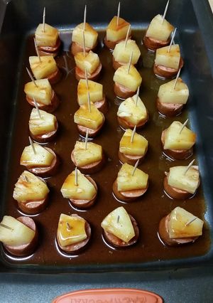 A picture of Glazed Sausage and Pineapple.