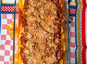 Una foto de Polenta de harina de maíz orgánica con "boloñesa" de soja texturizada orgánica 🌽 🌱