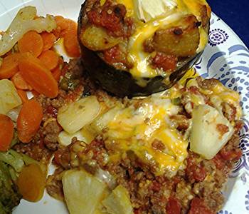 Update, Making Recipe Stuffed eggplant with the trimmings Delicious Nutritious