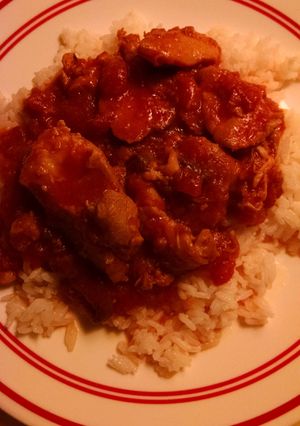 A picture of Chicken with bacon tomato sauce.