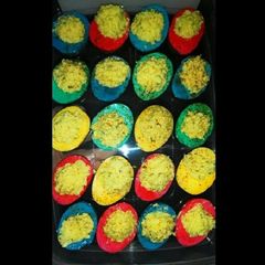 Colored deviled eggs A picture of Colored deviled eggs.