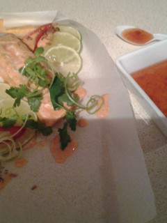 A picture of Red coconut curry salmon.