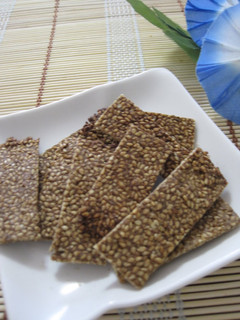 A picture of Sesame Crackers with Ginger and Toasted Barley Flour.