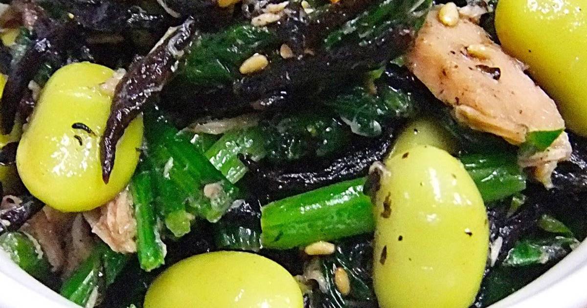Hijiki Seaweed, Edamame, Tuna and Spinach with Ponzu Sauce Recipe by