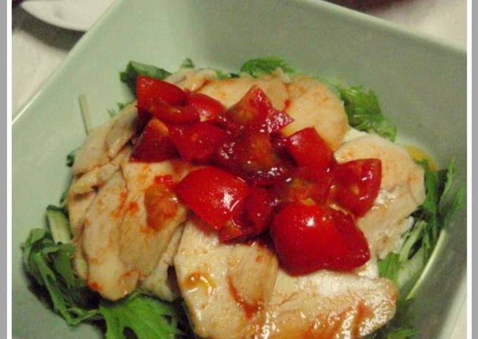 Boiled Chicken with Spicy Hot Tomato Ponzu Sauce