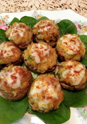 A picture of Crab Stuffed Mushrooms.