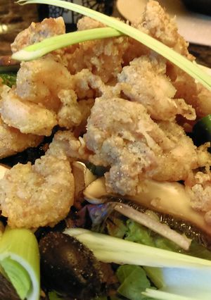 A picture of Fried Popcorn Shrimp Parmesan.