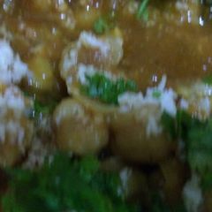 Chickpeas in besan coconut gravy A picture of Chickpeas in besan coconut gravy.