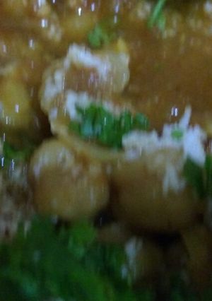 A picture of Chickpeas in besan coconut gravy.