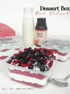 Foto resep Dessert box red velvet kukus