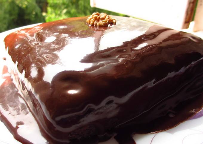 Eggless Choco-Walnut Cake - Step by Step Recipe