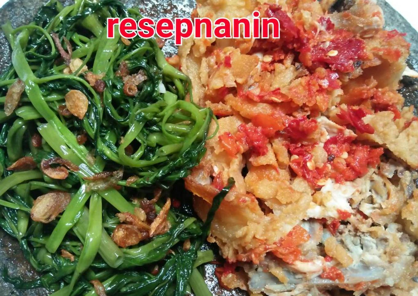 Ayam geprek tumis kangkung kilat