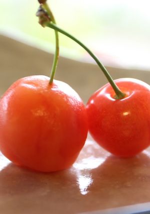 A picture of Japanese Confectionary - Sakuranbo Cherries.